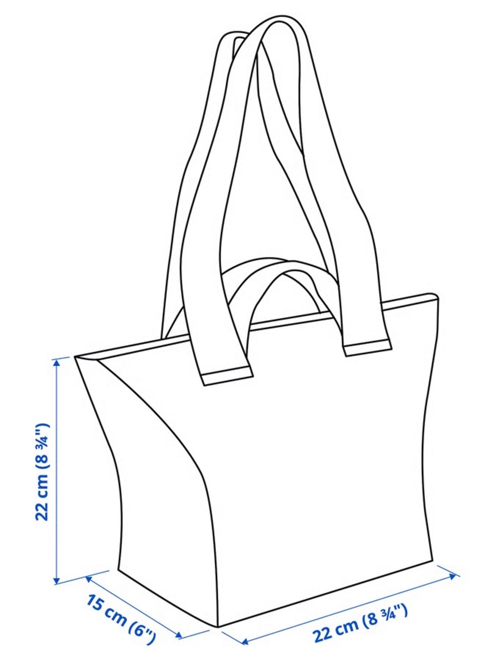 2 Blue Patterned Tote Bag with Zip Closure - Picture 6 of 6